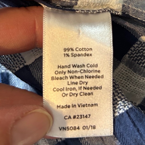 Women's TALBOTS Blue White Gingham Plaid Long Sleeve Shirt Tunic Button Top 3Xp - Picture 12 of 12